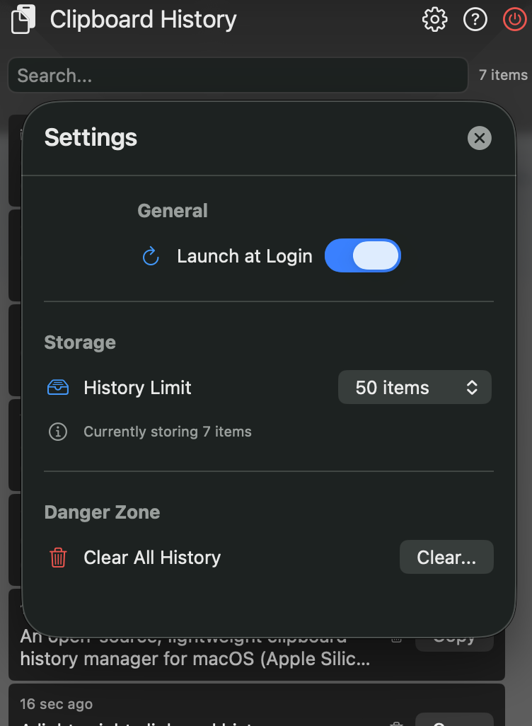 Settings View